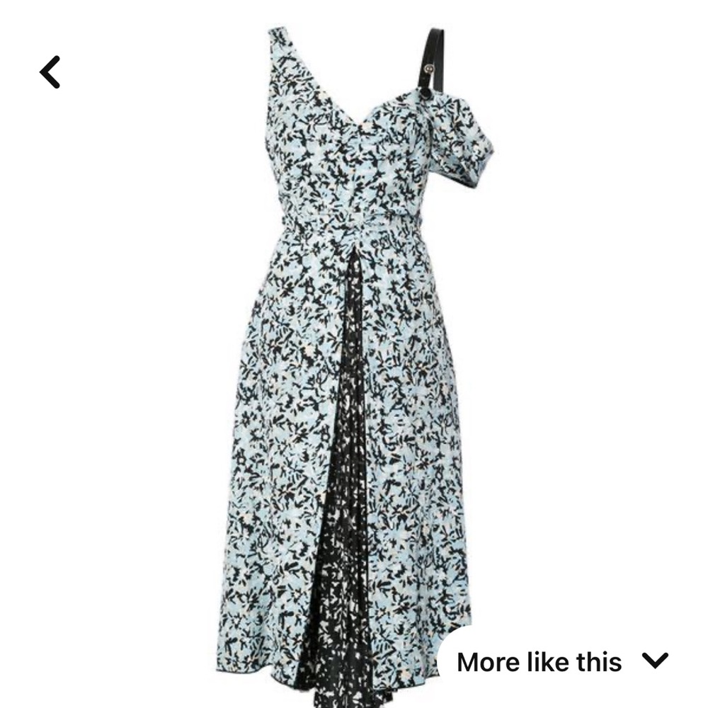 Proenza Schouler blue floral off-shoulder dress, XS